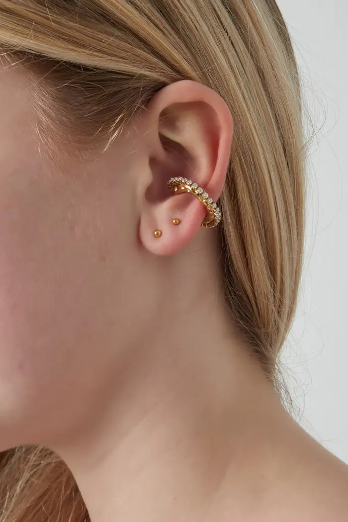 Ear cuff met strass - Goud kleur