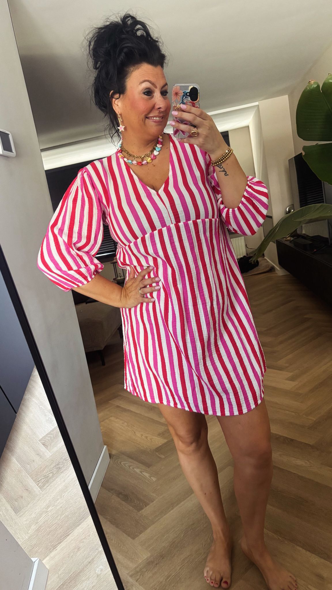 Jurk Lize Rood Roze