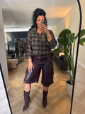 Geruit kort jasje aubergine/navy