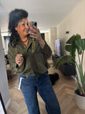 Suède-look bomberjasje groen