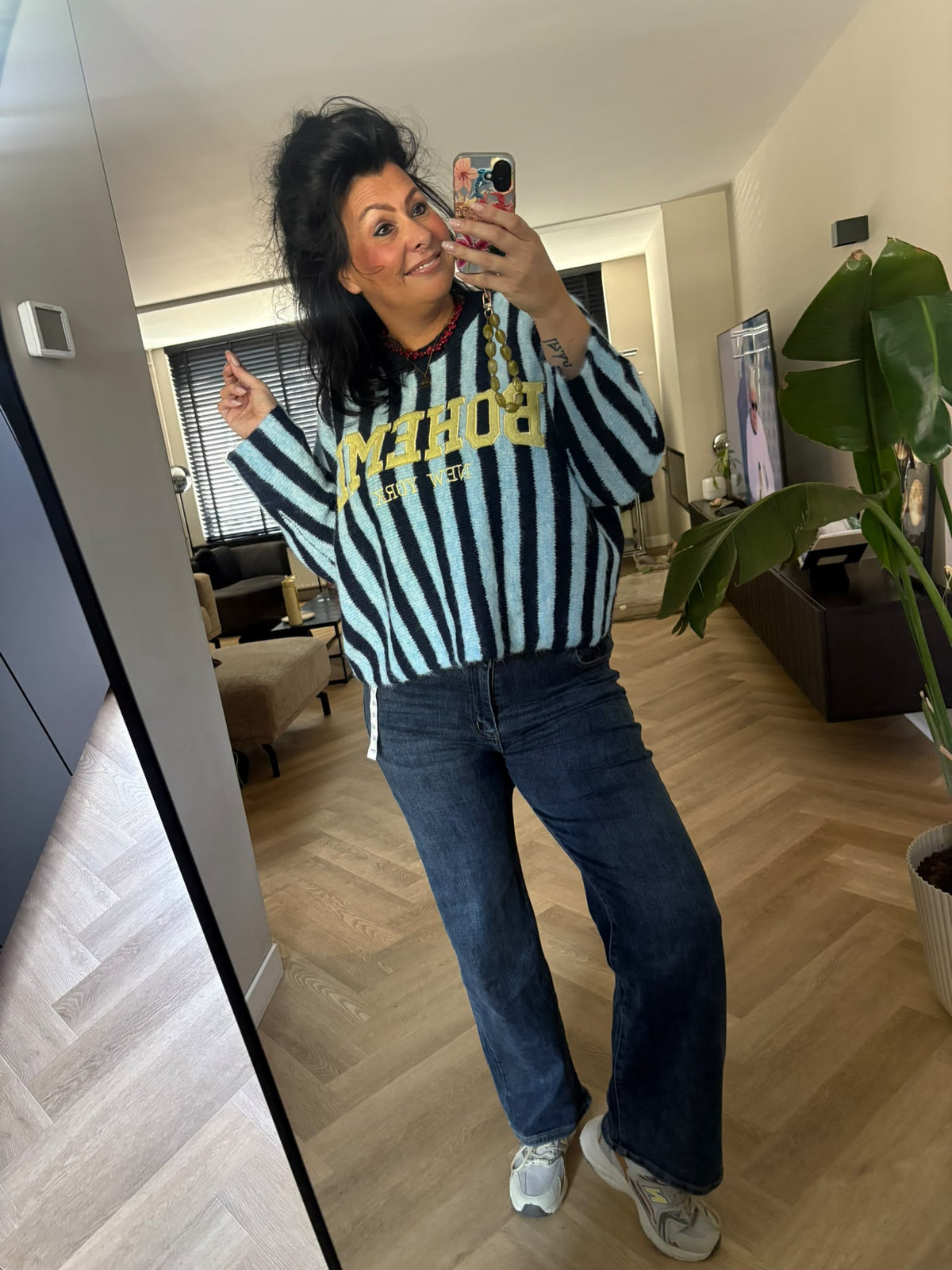 Wide leg jeans blauw donkerblauw
